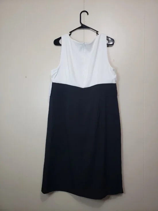 Studio One Womens Plus 14W Sheath Dress Colorblock White Black Office Career NWT - Picture 3 of 7
